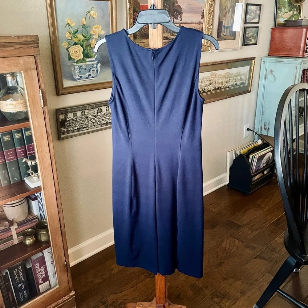 Lands End women’s knee length sleeveless ponte sheath dress SZ 4 navy blue - Picture 6 of 8